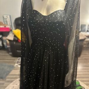 Fashion Nova Black Long Sleeve Dress with sequins and sparkles